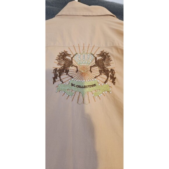 BC‎ Collection Mens XL Shirt Tan Y2K Embroidered Horse Western Long Sleeves EUC - Picture 2 of 9